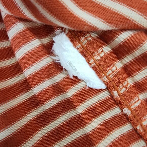 Fossil Womens Mini Dress Small Button Up Orange Striped Tie Waist Short Sleeve - Picture 9 of 9